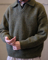 Polo Jumper Buttonless Collar Felted Wool-blend