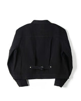 denim trucker jacket slanted shoulder