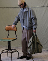 pantalon plissé en laine mélangée peignée