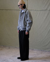 pantalon plissé en laine mélangée peignée