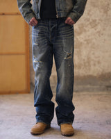 Distressed Washed Worker Jeans