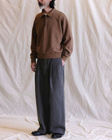 Half-zip Collared Sweatshirt – Heavyweight Cotton, Khaki Brown