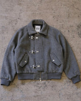 Wool bomber jacket fireman clasp