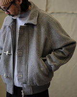 Wool bomber jacket fireman clasp
