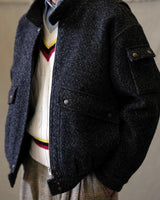 blouson aviateur en laine à chevrons