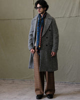 Double Breasted Chevron Tweed Polo Coat