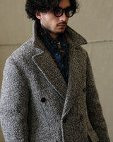 Double Breasted Chevron Tweed Polo Coat
