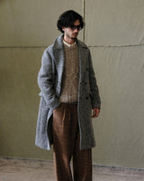 Double Breasted Chevron Tweed Polo Coat