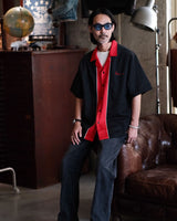 Chemise de bowling à patte de boutonnage rouge