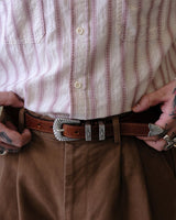 Genuine Cow Leather Ranger Belt (Four-metal-pieces Set)