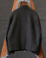 Chevron Stand Collar Tweed Jacket