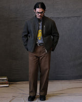 Chevron Stand Collar Tweed Jacket