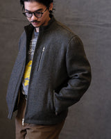 Chevron Stand Collar Tweed Jacket