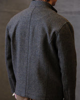 Chevron Stand Collar Tweed Jacket