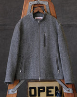 Chevron Stand Collar Tweed Jacket