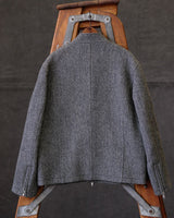 Chevron Stand Collar Tweed Jacket