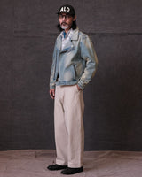 Distressed Denim Biker Jacket