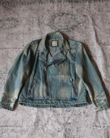 Distressed Denim Biker Jacket