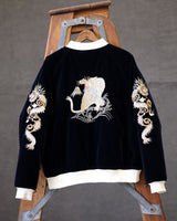 Quilted Souvenir Valvet Jacket Tiger&Dragon Embroidery