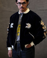 Quilted Souvenir Valvet Jacket Tiger&Dragon Embroidery