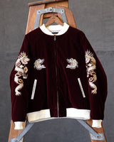 Quilted Souvenir Valvet Jacket Tiger&Dragon Embroidery
