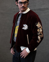 Quilted Souvenir Valvet Jacket Tiger&Dragon Embroidery