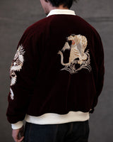 Quilted Souvenir Valvet Jacket Tiger&Dragon Embroidery