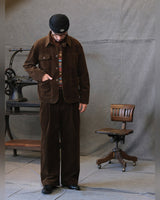 Corduroy Chore Jacket in dark brown – full outfit with matching corduroy trousers