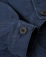French Work Jacket in work blue – close-up of cuff and corozo button