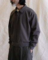 Half-zip Collared Sweatshirt – Heavyweight Cotton, Charcoal