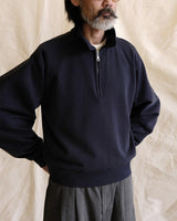Half-zip Collared Sweatshirt – Heavyweight Cotton, Navy