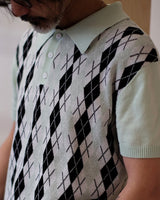 Diamond Pattern Knitted Polo Labour Union Clothing-Since 1986 | Vintage Inspired Heritage Menswear