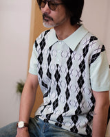 Diamond Pattern Knitted Polo