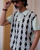 Diamond Pattern Knitted Polo Labour Union Clothing-Since 1986 | Vintage Inspired Heritage Menswear