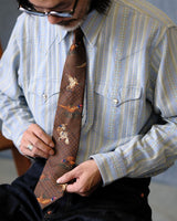 Cravates en soie des années 60, imprimés d'oiseaux de chasse