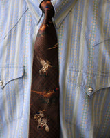 Cravates en soie des années 60, imprimés d'oiseaux de chasse