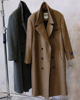 Tweed Peaked Lapel Double-breasted Trench Coat