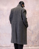 Tweed Peaked Lapel Double-breasted Trench Coat