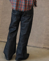 Flared Raw Denim Jeans