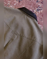 Leather-collar Canvas Work Jacket – close-up of washed canvas and shoulder seam
