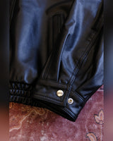 80s Oversized Leather Blouson – close-up of snap cuff