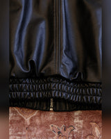 80s Oversized Leather Blouson – close-up of elasticated hem