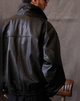 80s Oversized Leather Blouson – back view, worn by model