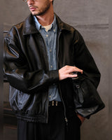 80s Oversized Leather Blouson – worn by model