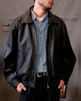 80s Oversized Leather Blouson – worn by model