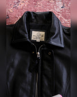 80s Panelled Leather Blouson – collar and woven label