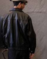 80s Panelled Leather Blouson – back view, worn by model