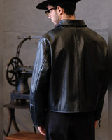 Single Rider Leather Jacket – back view, worn by model