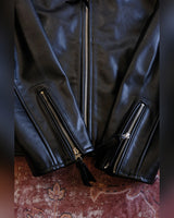 Single Rider Leather Jacket – close-up of zip pockets