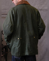 Waxed Cotton Hunting Jacket – back view, worn by model